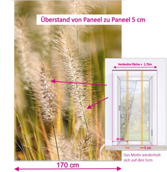 Flächenvorhang Spätsommergras 3er Set, Schiebegardine, Schiebegardinen, blickdicht, Flächenvorhang blickdicht, Schiebevorhang,